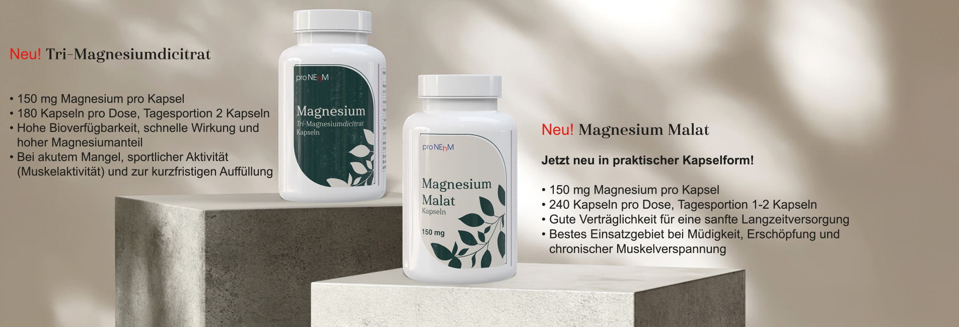 Neuprodukte Magnesium Malat und Trimagnesiumdicitrat